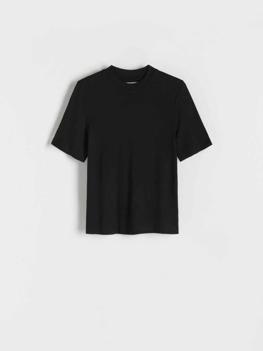 Regular fit T-shirt with mock neck - black - RESERVED - 5