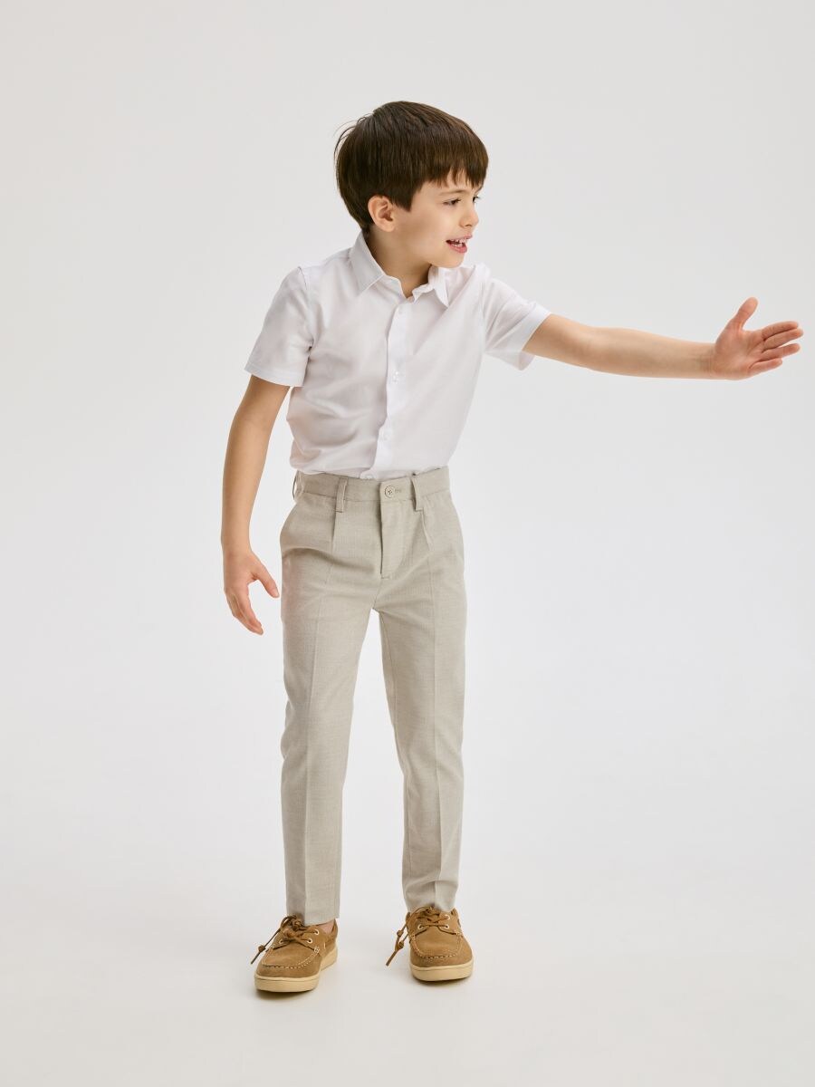 Smart trousers with viscose blend - beige - RESERVED - 5