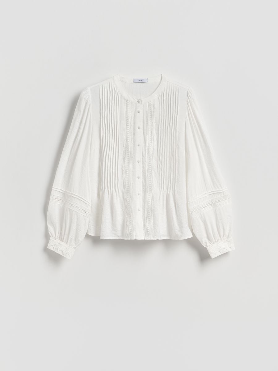 Viscose rich blouse with pleat detail - cream - RESERVED