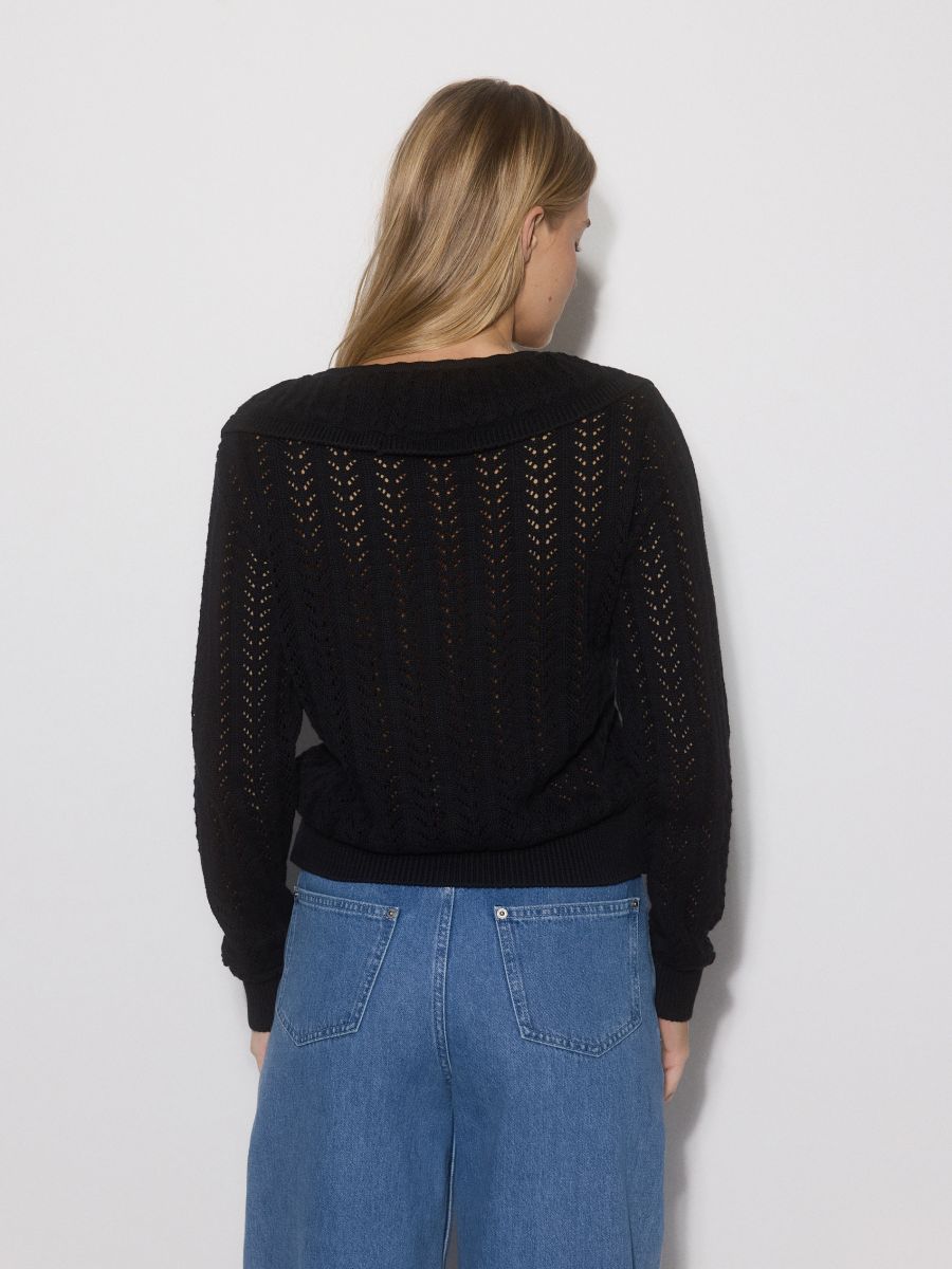 Openwork cardigan with ruffle detail - black - RESERVED - 3
