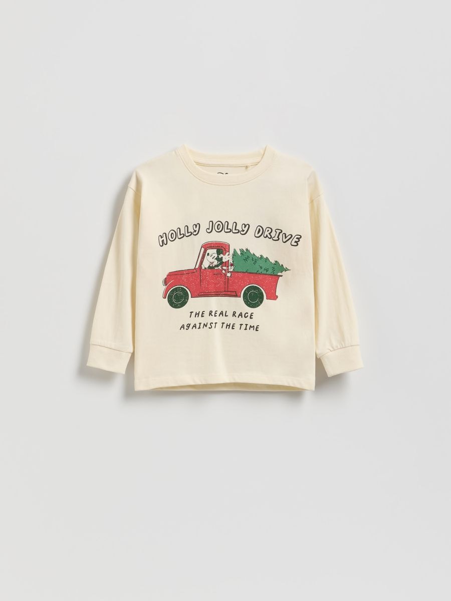 Weihnachts-Langarmshirt Mickey Mouse - creme - RESERVED