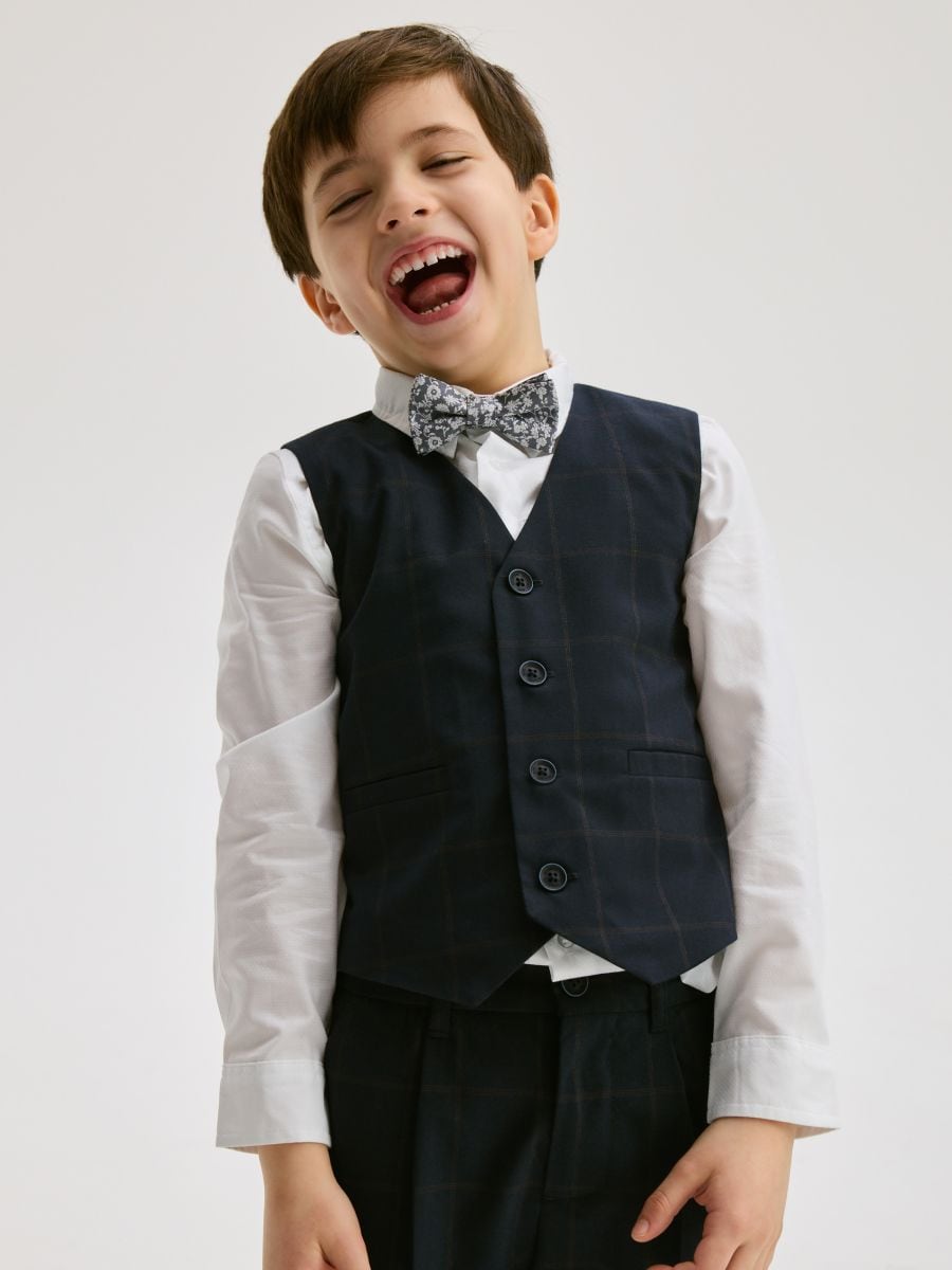 Elegant check vest - navy - RESERVED - 4