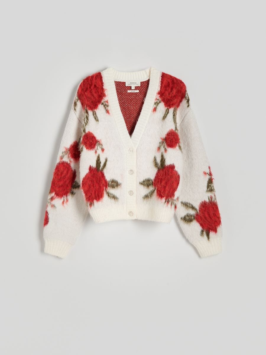 Cardigan with rose pattern - multicolor - RESERVED - 6