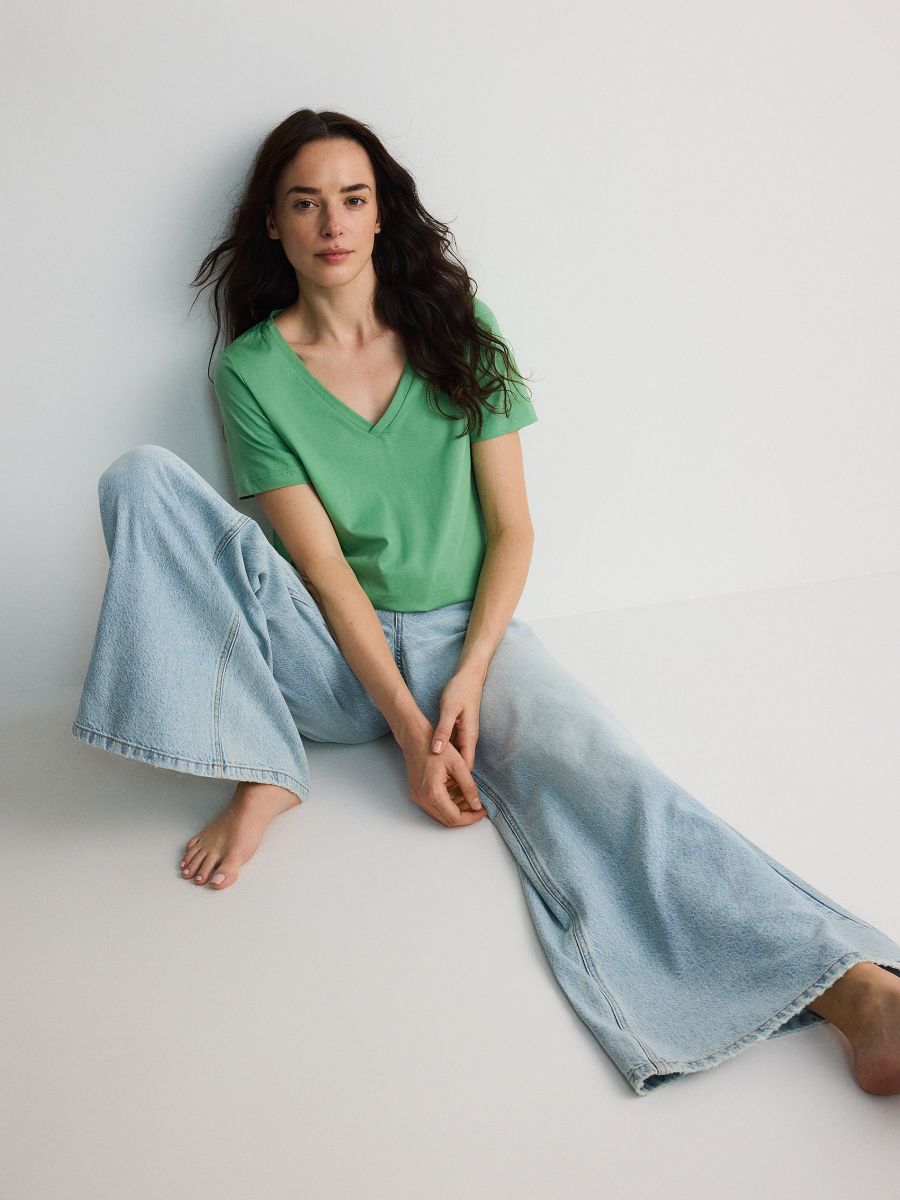 Regular fit mercerised cotton T-shirt - fresh green - RESERVED