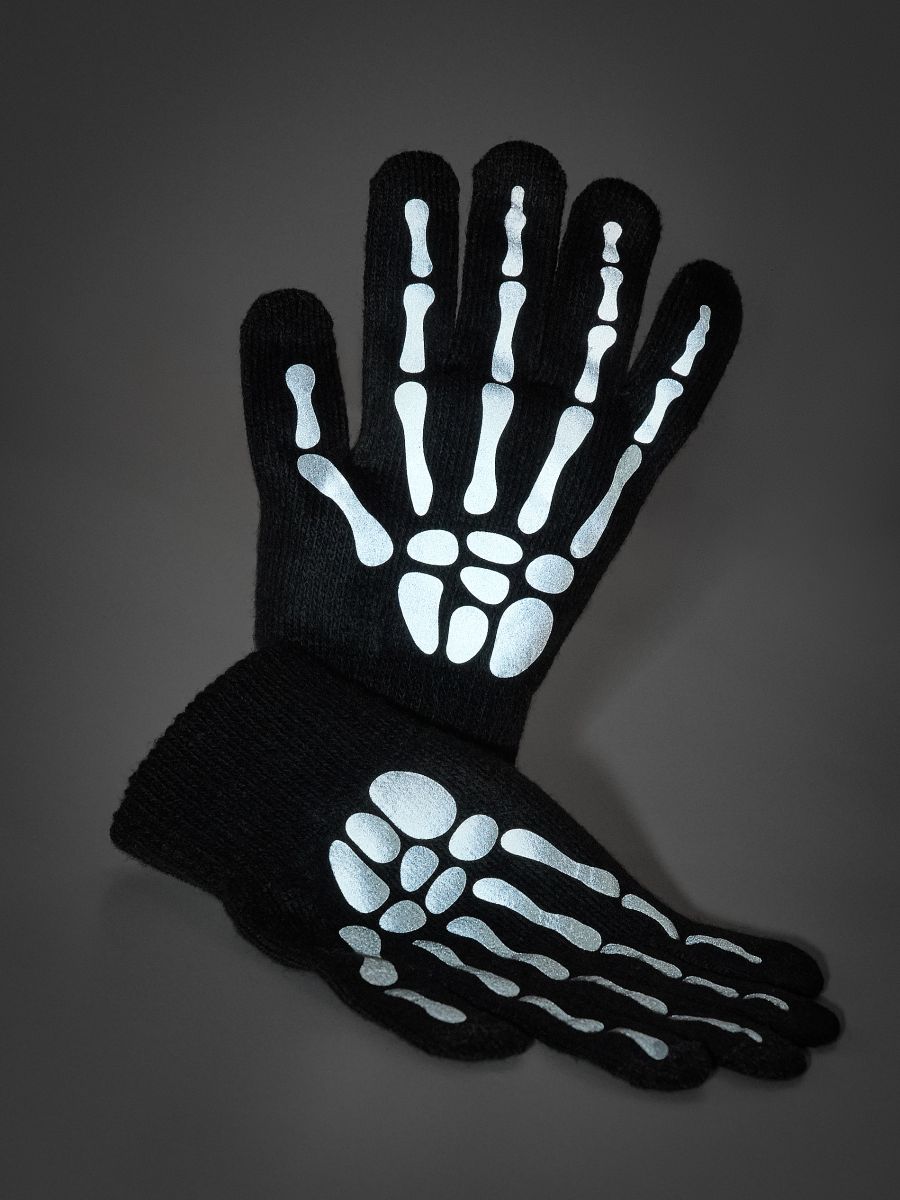 Glow-in-the-dark skeleton gloves - black - RESERVED - 3