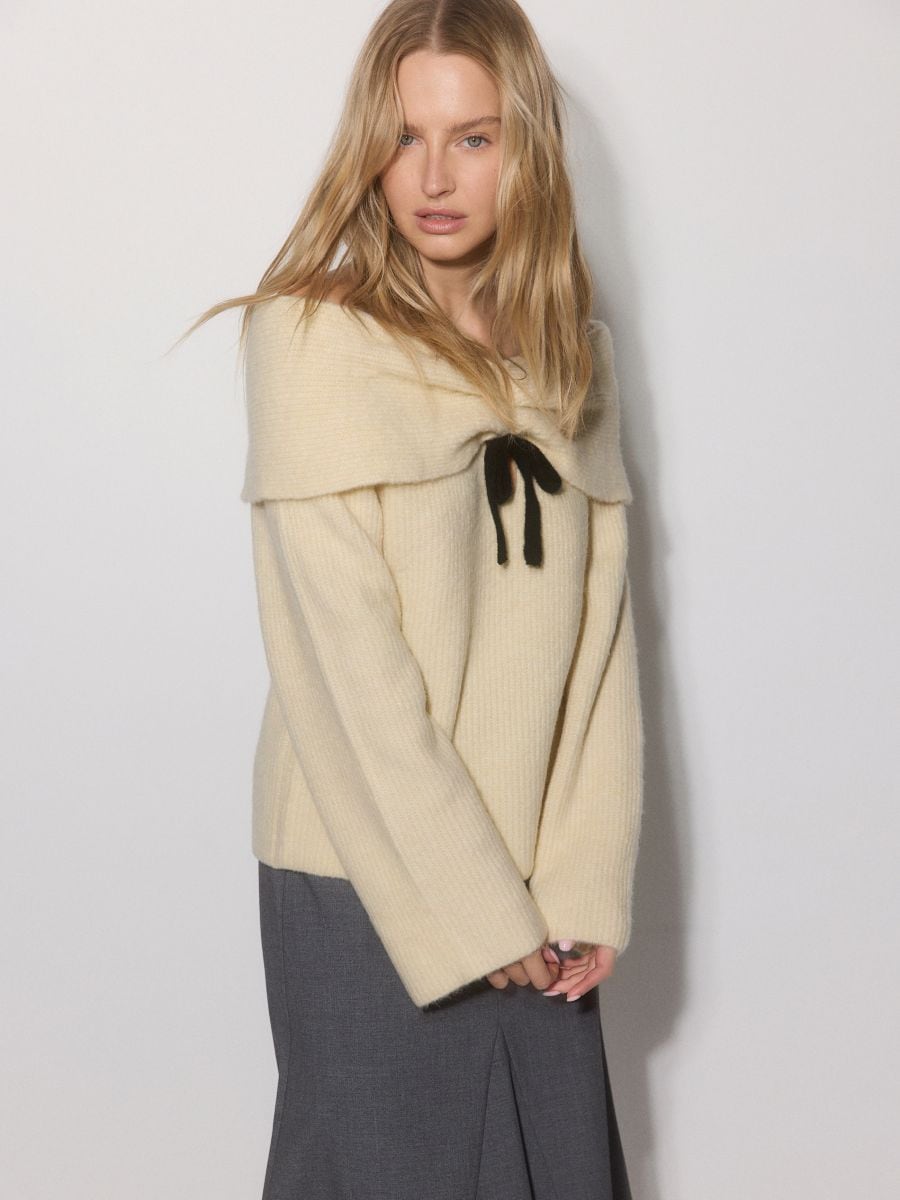 Pull orné d'un nœud - crème - RESERVED - 2