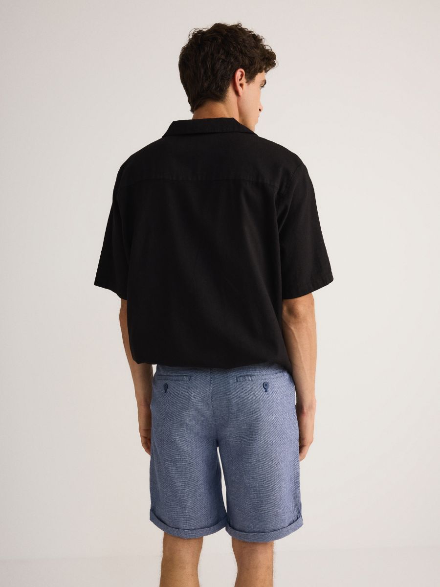 Regular shorts with linen blend - navy - RESERVED - 5