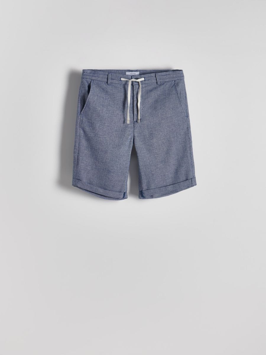 Regular shorts with linen blend - navy - RESERVED - 4
