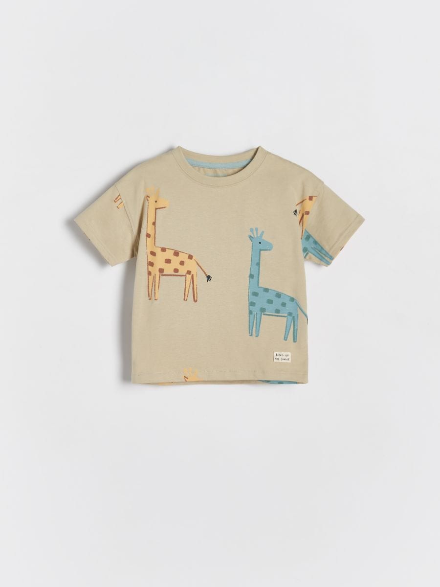 T-krekls ar apdruku - gaiša olīvkrāsa - RESERVED