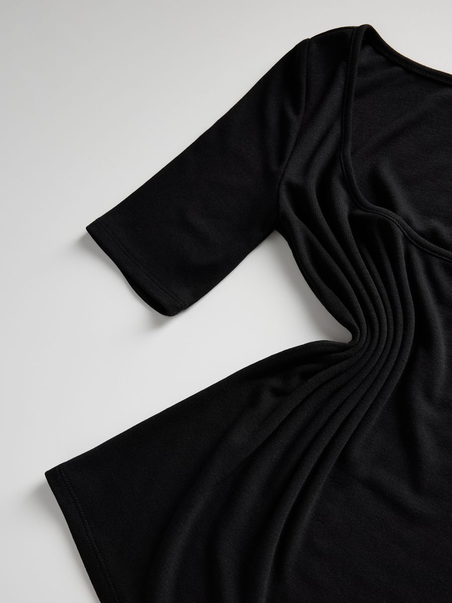Slim fit top with viscose blend - black - RESERVED - 5