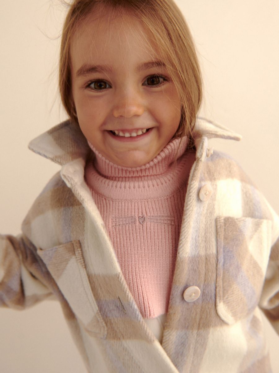 Turtleneck collar with appliqué - pastel pink - RESERVED - 2