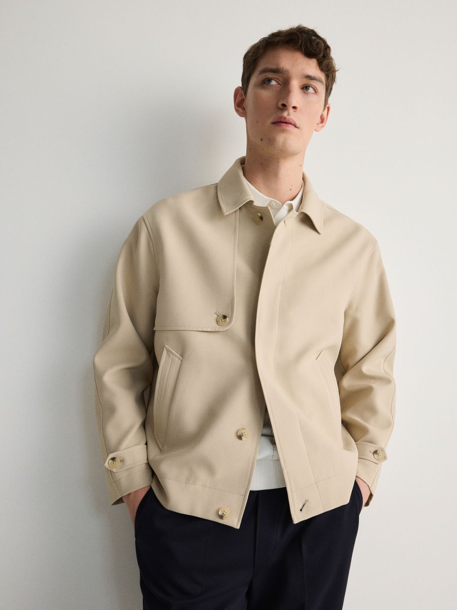 Jacket with collar - beige - RESERVED - 2
