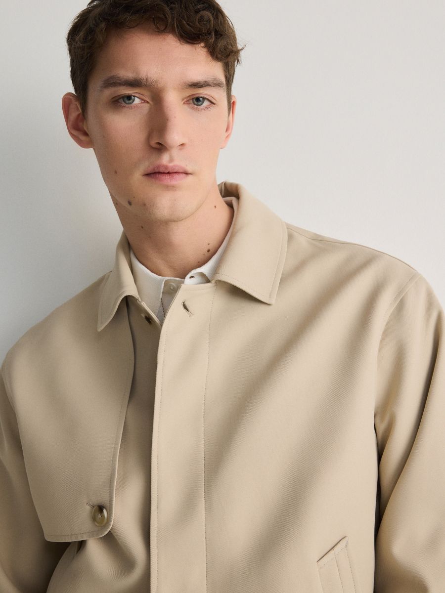 Jacket with collar - beige - RESERVED - 4