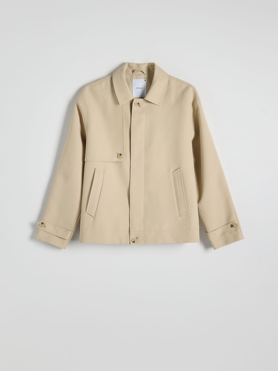 Jacket with collar - beige - RESERVED - 7
