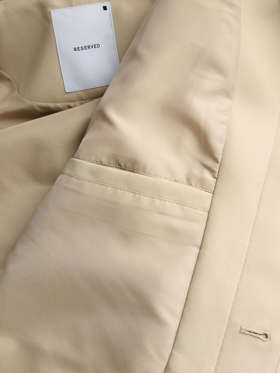 Jacket with collar - beige - RESERVED - 9