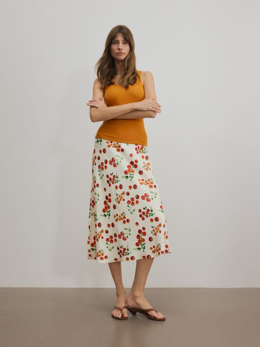 Patterned midi skirt - cream - RESERVED