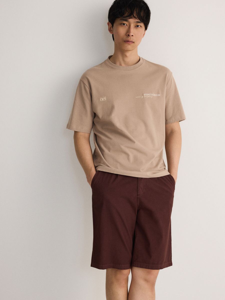 Plain chino shorts - dark brown - RESERVED