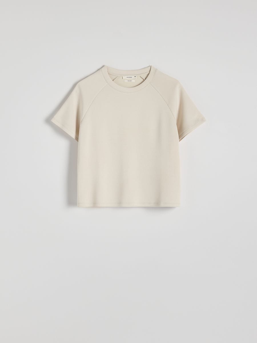 T-shirt van een modalmix - BEIGE - RESERVED