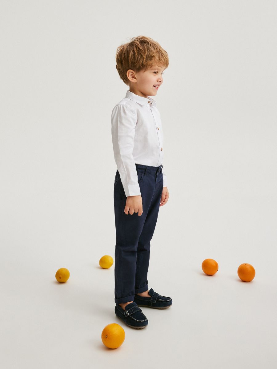 Fabric chino trousers - navy - RESERVED