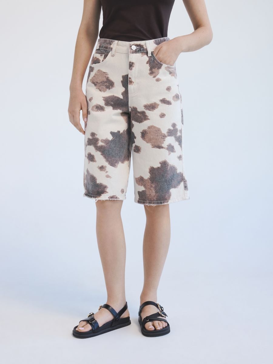 Jeansbermudaer med dyreprint - flerfarvet - RESERVED - 2
