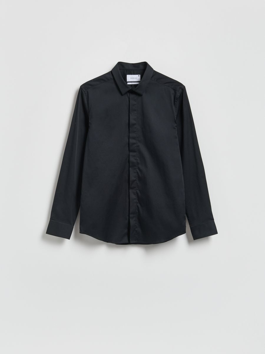 Navadna srajca super slim fit - črna - RESERVED