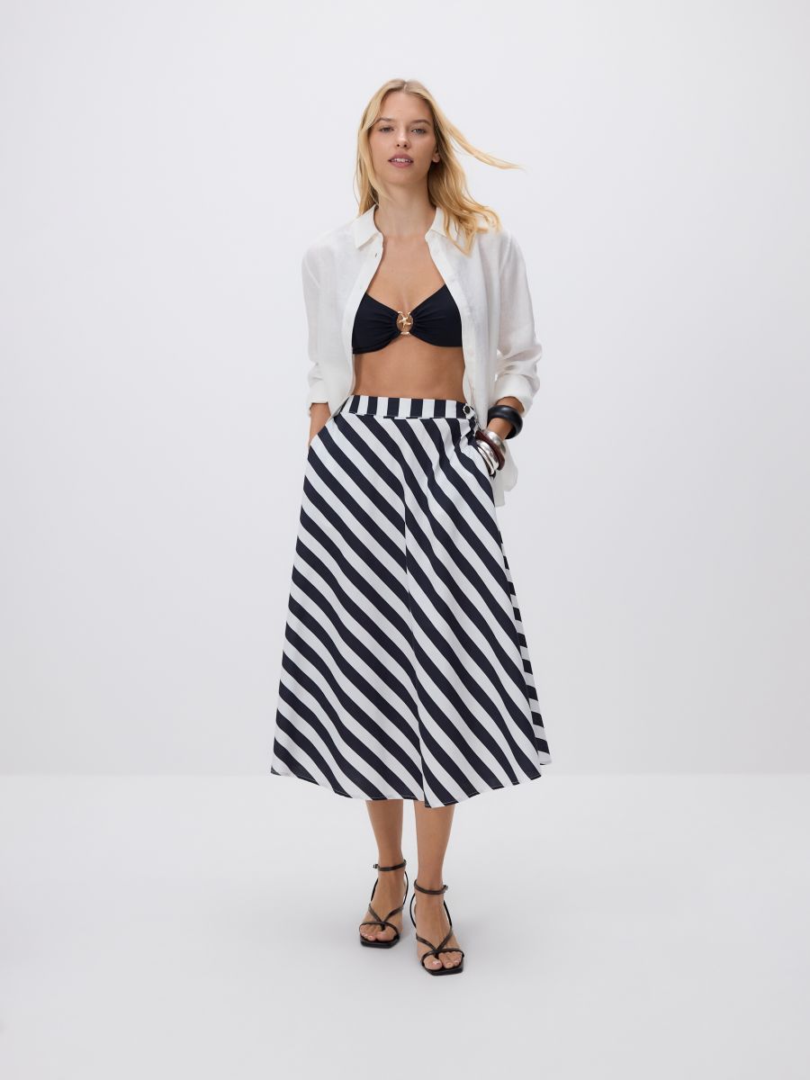 Jupe midi en coton - Marine - RESERVED - 4