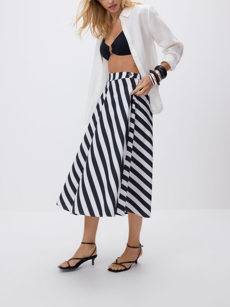 Jupe midi en coton - Marine - RESERVED - 3