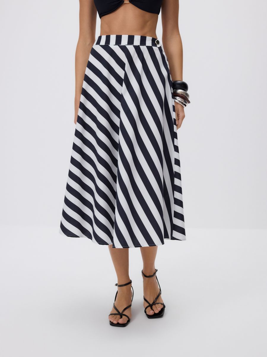 Jupe midi en coton - Marine - RESERVED - 5