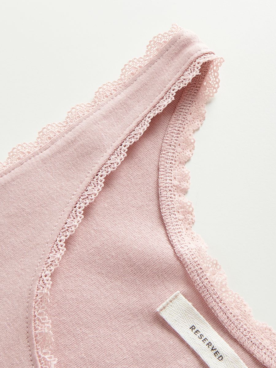 Top with lace trim - pastel pink - RESERVED - 4