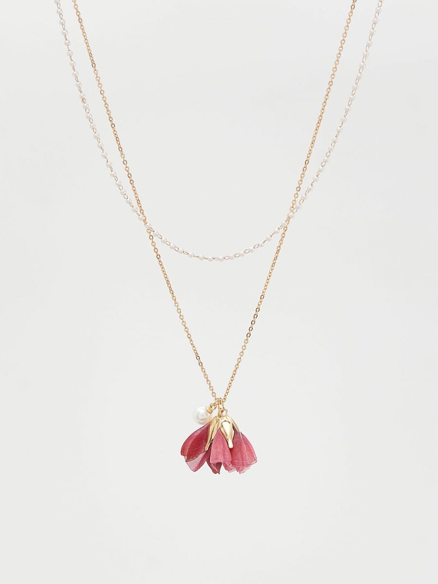 Komplet ogrlic s cvetličnim obeskom - raznobarvna - RESERVED