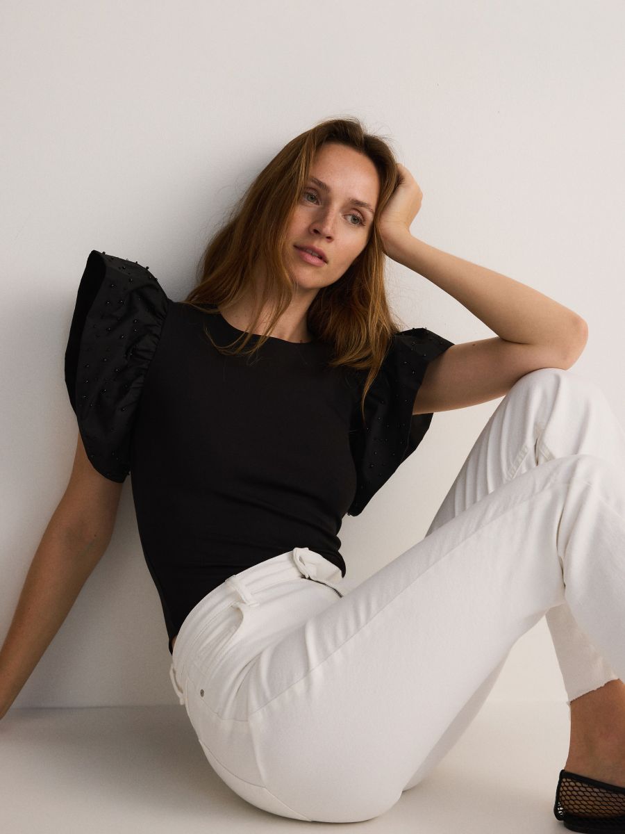 Bodysuit with ruffle details - black - RESERVED - 2