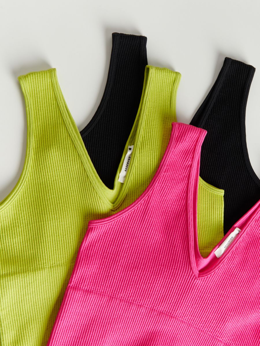 Crop top od rebrastog žerseja - žuto zeleno - RESERVED - 6