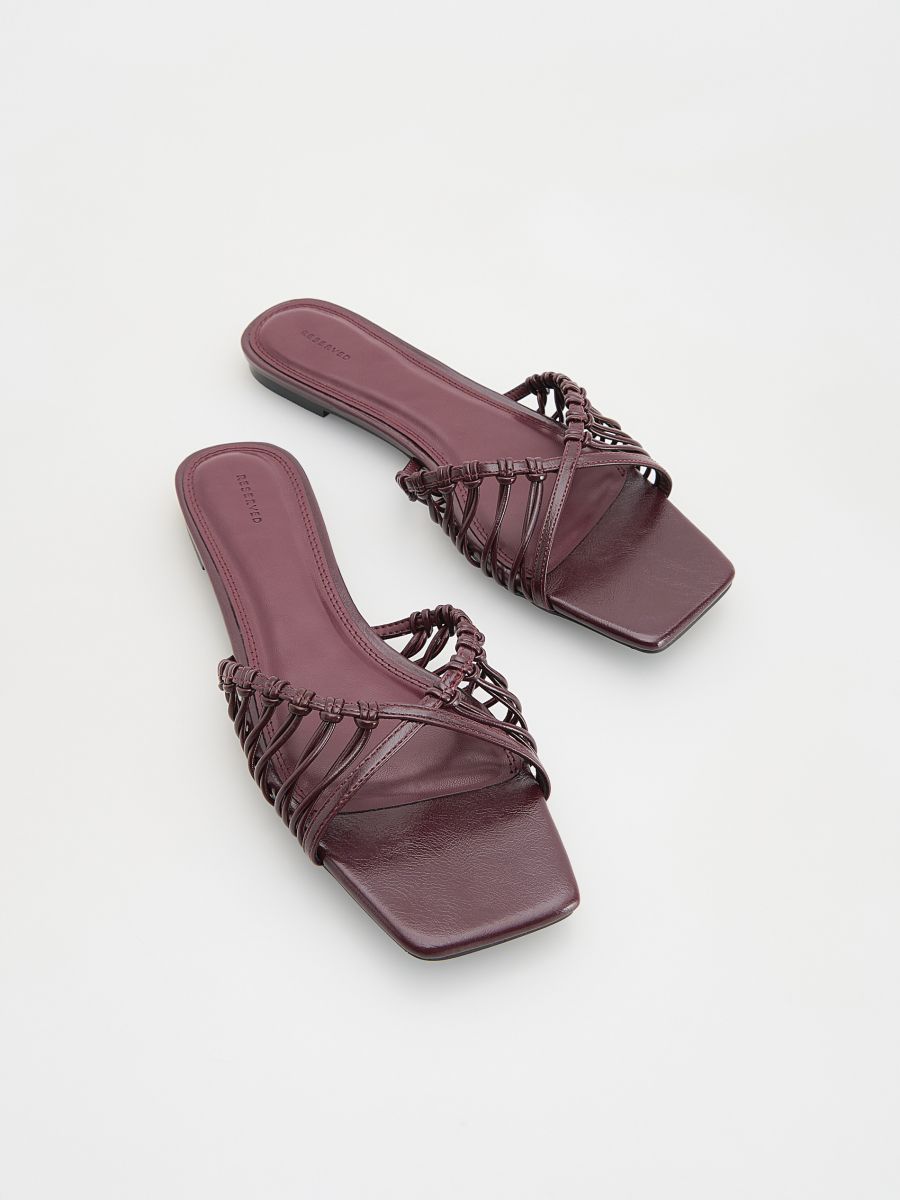 Slides with straps - maroon - RESERVED - 2
