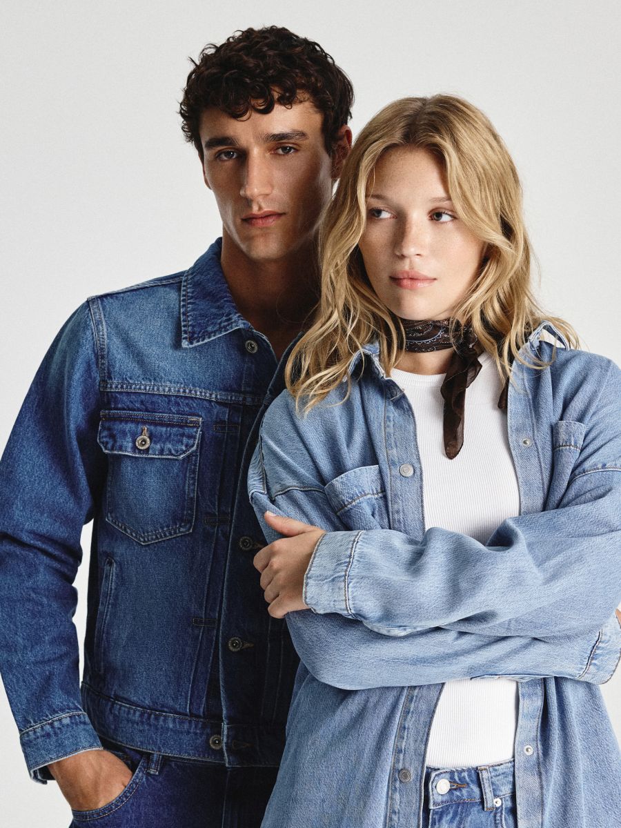 Denim shirt with lyocell - blue - RESERVED