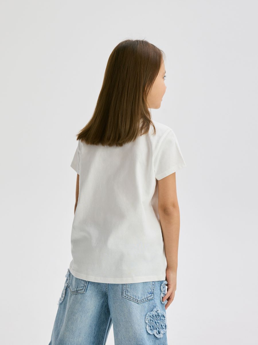 T-shirt with raised print - cream - RESERVED - 4