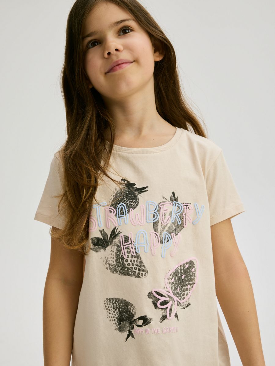 T-shirt with raised print - nude - RESERVED - 3