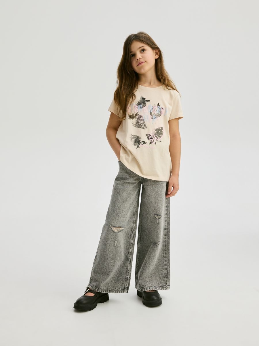 T-shirt with raised print - nude - RESERVED - 2