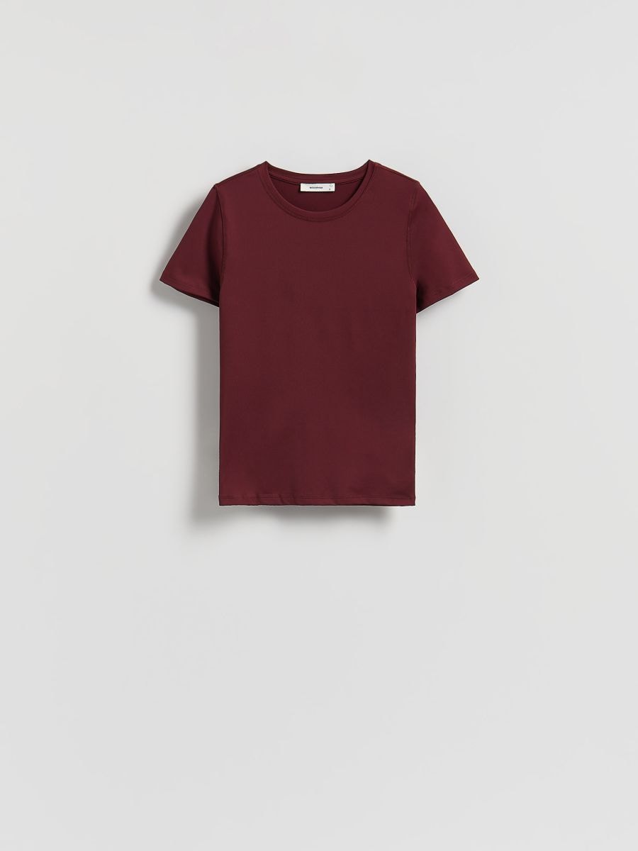 Plain regular fit T-shirt - maroon - RESERVED