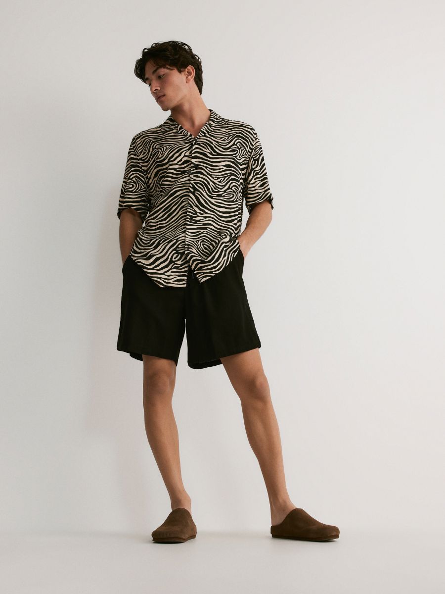 Linen blend jogger shorts - black - RESERVED - 2