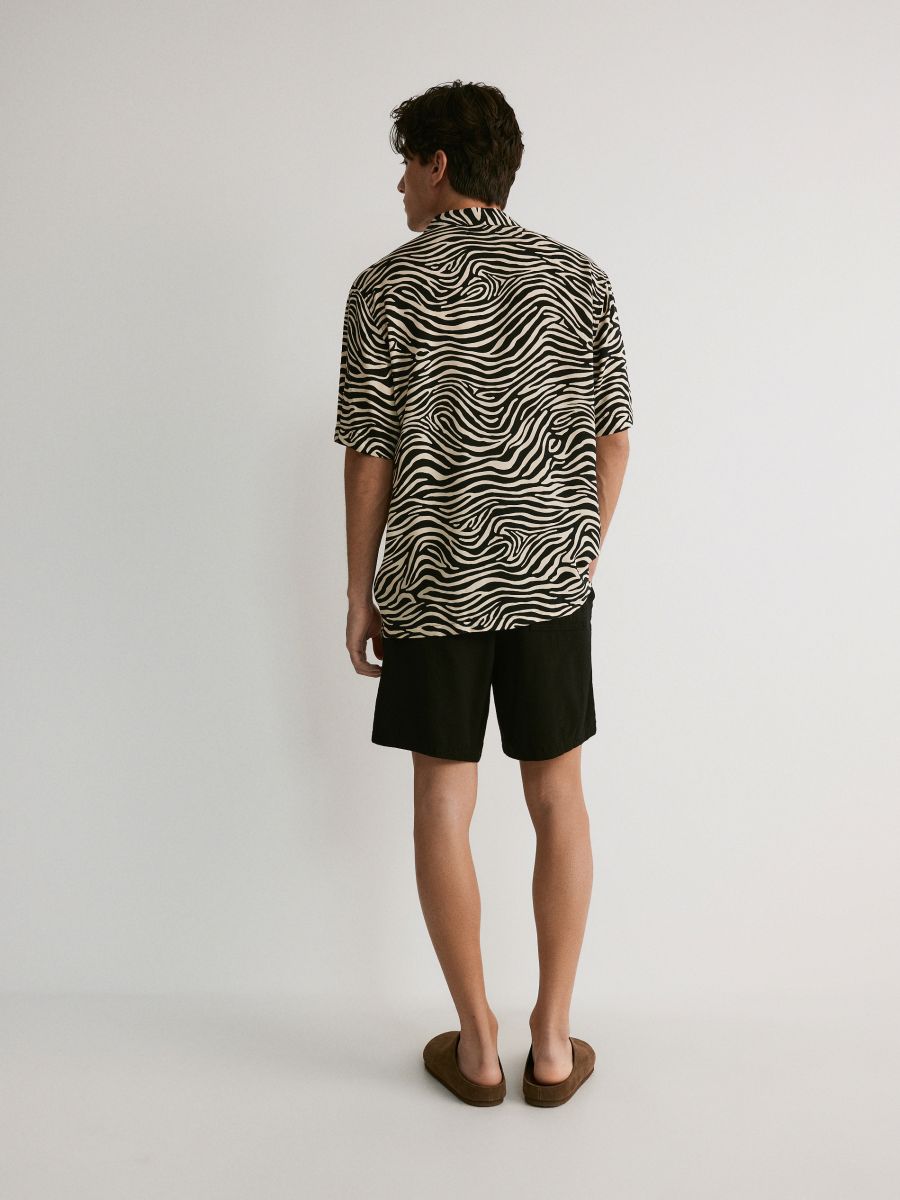Linen blend jogger shorts - black - RESERVED - 3