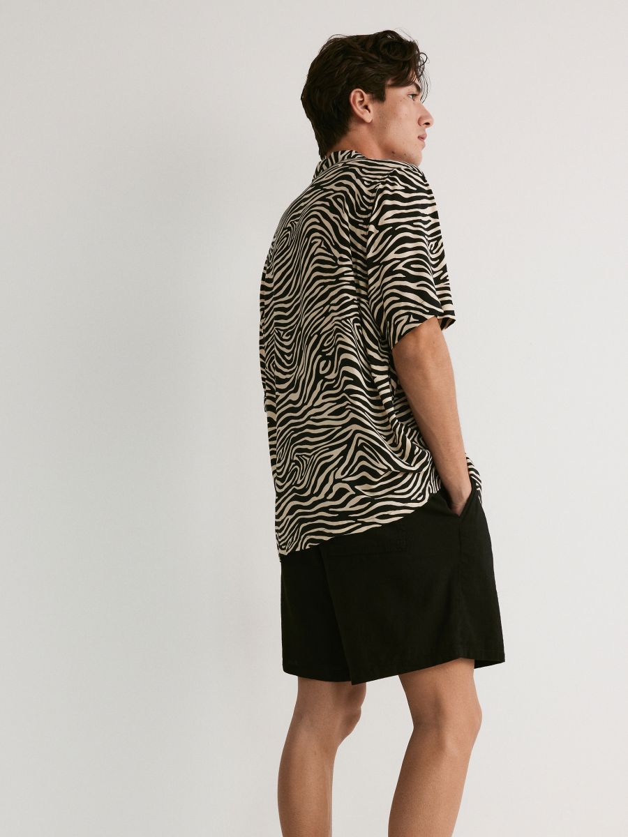 Linen blend jogger shorts - black - RESERVED - 4