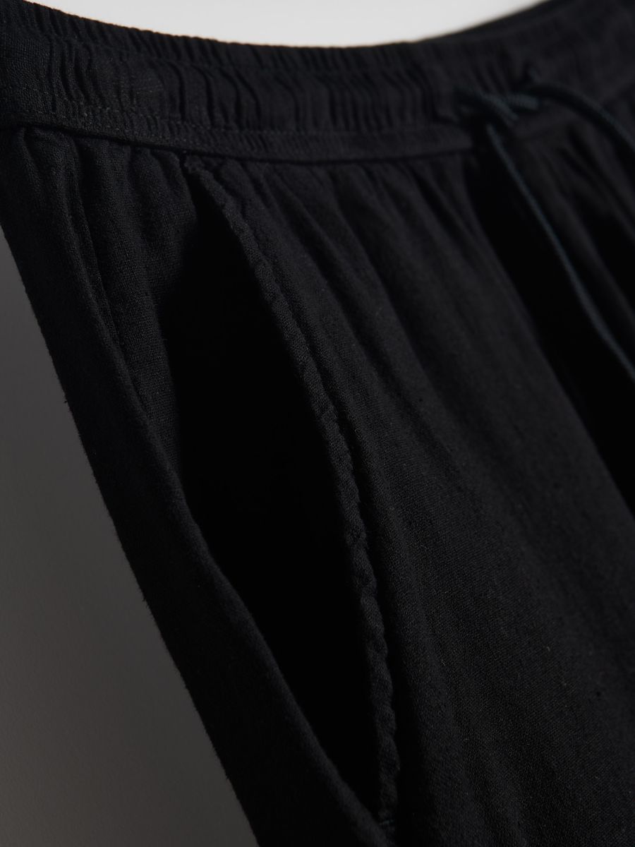 Linen blend jogger shorts - black - RESERVED - 6