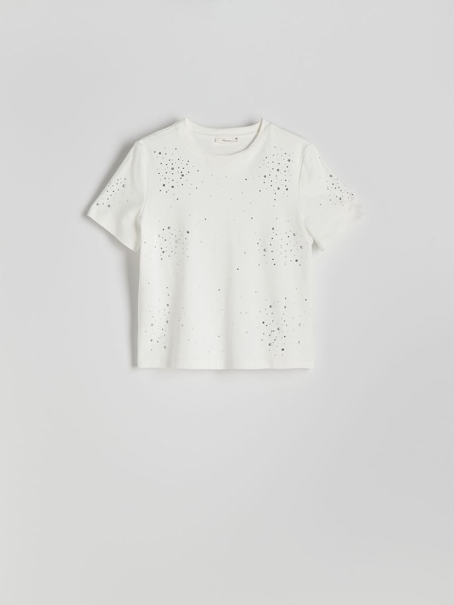 T-shirt with rhinestone detailing - white - RESERVED - 4
