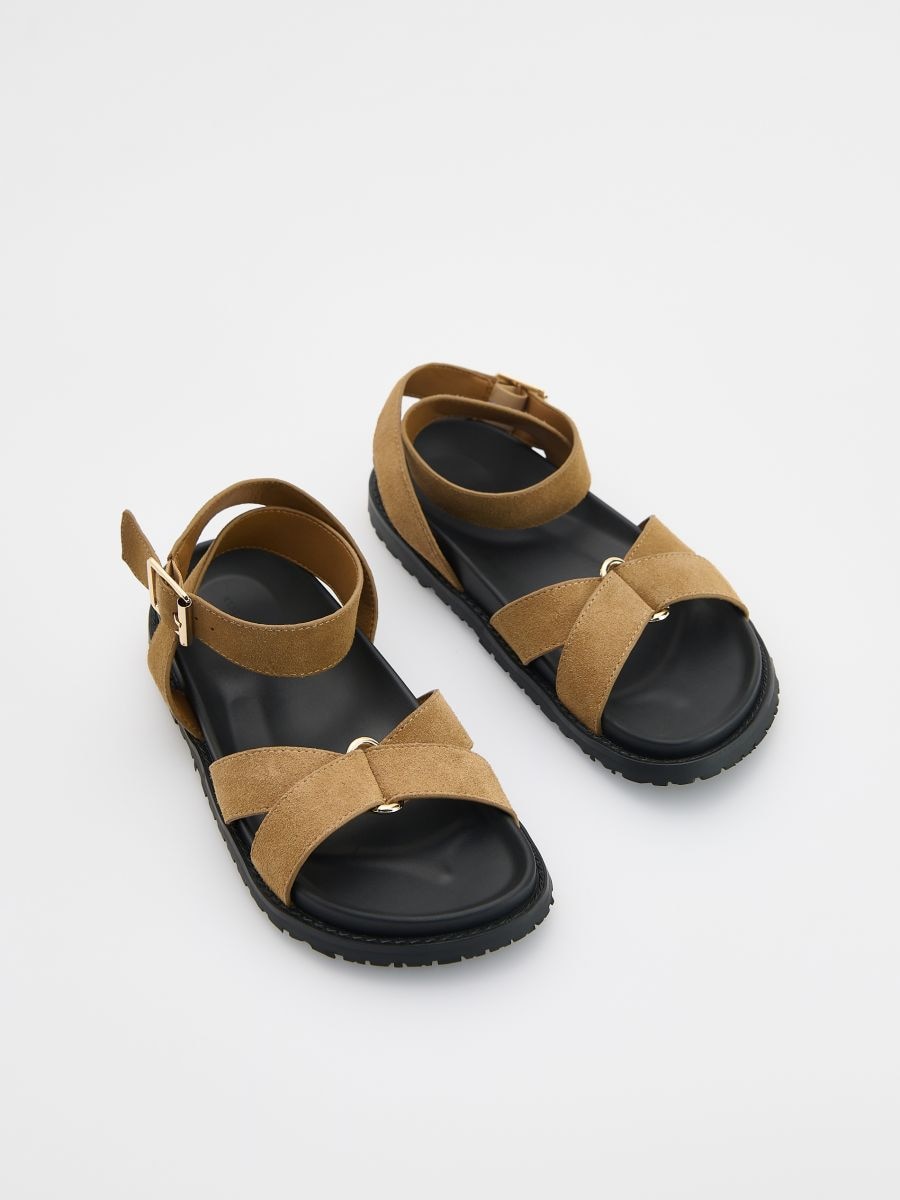 Suede sandals with straps - beige - RESERVED - 2