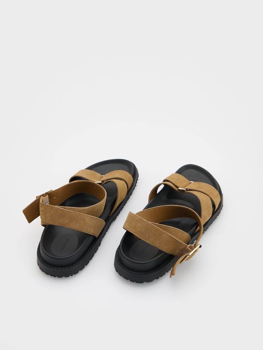 Suede sandals with straps - beige - RESERVED - 3
