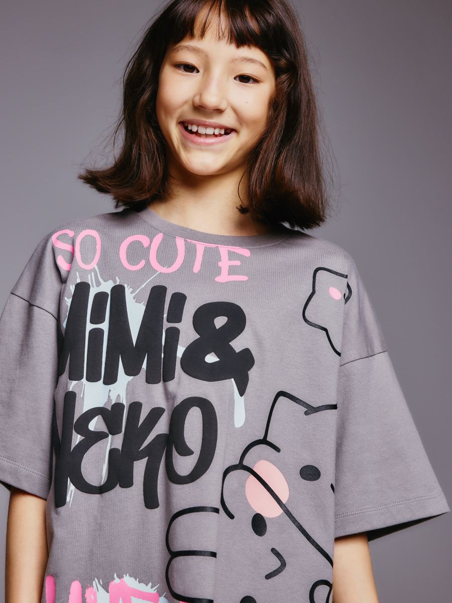 T-shirt Mimi & Neko Kolor ciemnoszary - RESERVED - 544FT-90X