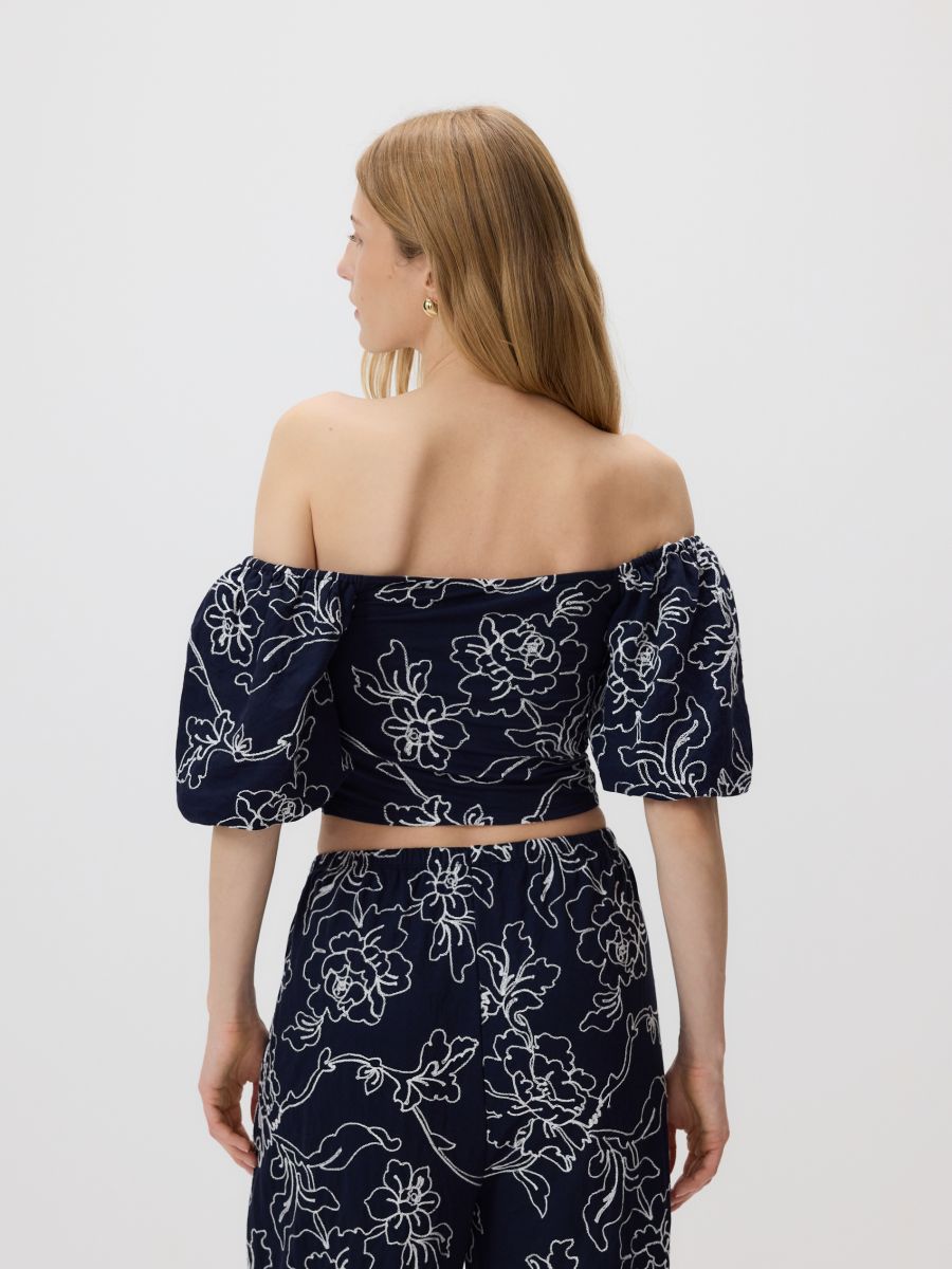 Gestickte Bluse - marineblau  - RESERVED - 4