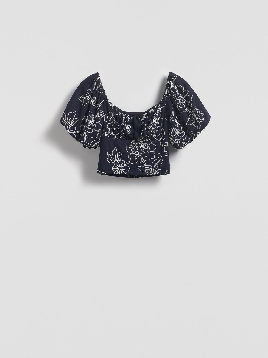 Gestickte Bluse - marineblau  - RESERVED - 5