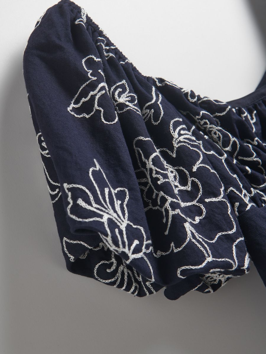 Gestickte Bluse - marineblau  - RESERVED - 6