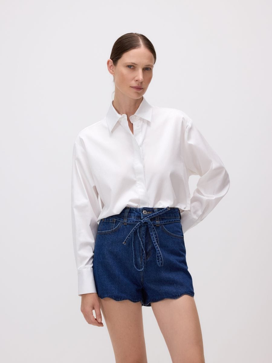 Denim shorts with tie - blue jeans - RESERVED